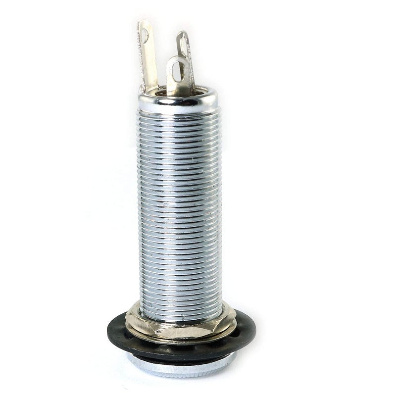 RLECS Brass Electric Guitar Bass 1/4Inch Barrel Jack 44.5x16cm Cylinder Input/Output Mono Active Long Threaded Jack Socket Guitar Parts & Accessories, Silver - Image 4